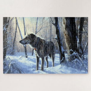 Ierse Wolfshond Kerstmis Laat het Sneeuwen Legpuzzel