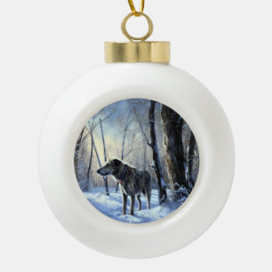 Ierse wolfshond liet het sneeuwen Kerstmis Keramische Bal Ornament