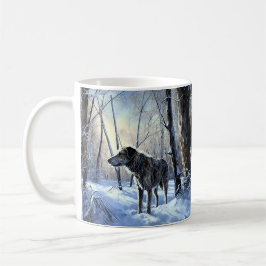 Ierse wolfshond liet het sneeuwen Kerstmis Koffiemok (Links)