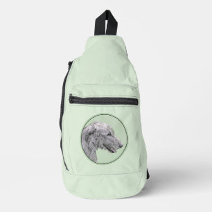 Ierse Wolfshond Schilderij Grijs Origineel Honden Sling Bag