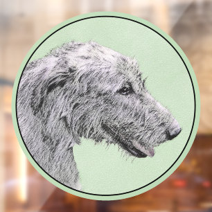 Ierse Wolfshond Schilderij - Mooie Originele Hond  Raamsticker