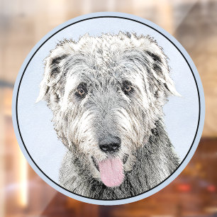 Ierse Wolfshond Schilderij - Mooie Originele Hond  Raamsticker