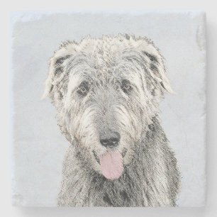 Ierse Wolfshond Schilderij - Mooie Originele Hond Stenen Onderzetter
