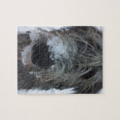 ierse wolfshond speelt in de sneeuw legpuzzel (Horizontaal)