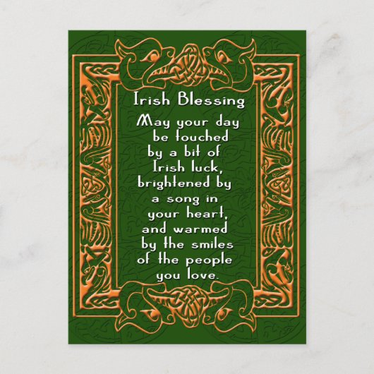 Ierse zegelles met Celtic Font en Background Briefkaart (Voorkant)