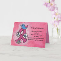 Ierse Zegen Borstkanker Roze Lint Blauwe Vogel