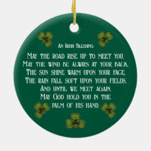 Ierse zegen en groene Shamrock-typografie Keramisch Ornament