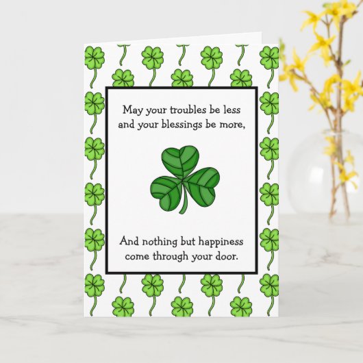 Ierse Zegen | Gelukkig St. Patrick's Day Kaart (Gele Bloem)