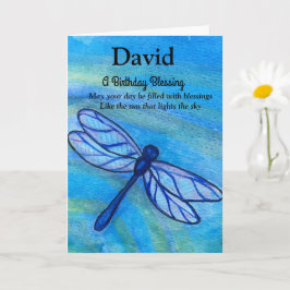 Ierse zegen Verjaardag Brave Blue Dragonfly Kaart