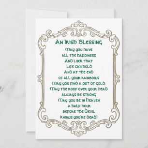 Ierse zegen Vintage St. Patrick's Day wenskaart Feestdagenkaart