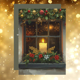 Ierse zegenkaars in venster Prettig Kerstfeest Feestdagenkaart