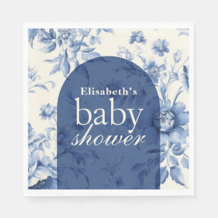 Iets blauw Bloemen Frans Toile Baby shower Servet