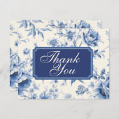 Iets blauw bloemen Franse Chinoiserie Dank u Kaart (Voorkant / Achterkant)