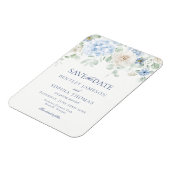 Iets Blauw Bloemen Hortensia Save the Date Kaart Magneet (Linkerzijde)