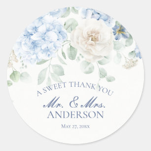 Iets Blauw Bloemen Hydrangea Trouwcirkel Ronde Sticker