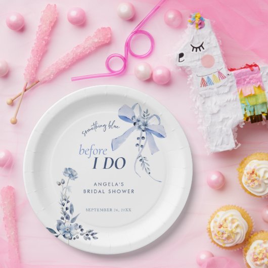 Iets blauw bloemenboog Vrijgezellenfeest Papieren Bordje (Feest)