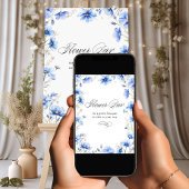 Iets blauw bloemenkalligrafie Lijst bloemenbar Poster