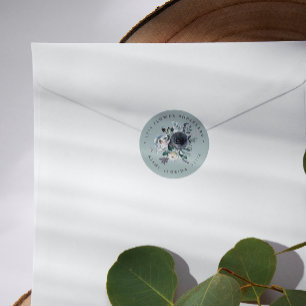 Iets blauw   Botanische retour-adres Bouquet Ronde Sticker