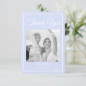 Iets blauw bruiloft bedankt kaart (Staand voorkant)