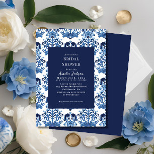 Iets blauw chinoiserie patroon Vrijgezellenfeest Kaart