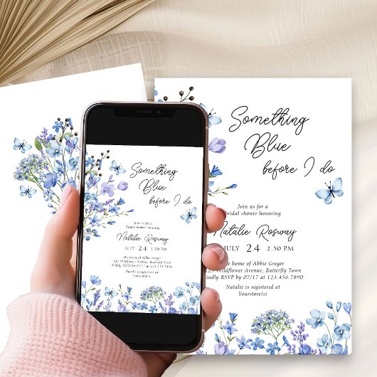 Iets blauw delicate Wildflower Vrijgezellenfeest Kaart