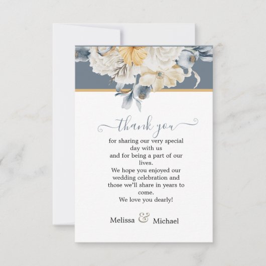 IETS BLAUW Dusky Floral Wedding Bedankkaart (Voorkant)