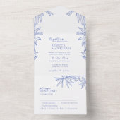 Iets blauw eenvoudig botanisch all in one uitnodiging (Binnen)