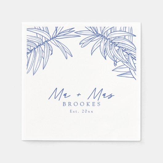 Iets blauw Eenvoudig Hand getekend Botanisch Servet (Voorkant)