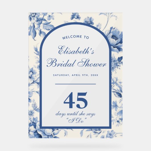 Iets blauw Elegant Chinoiserie Vrijgezellenfeest Acryl Bord (Voorkant)