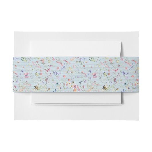 Iets blauw Elegant Wildflower bruiloft Uitnodigingen Wikkel (Voorkant Voorbeeld)