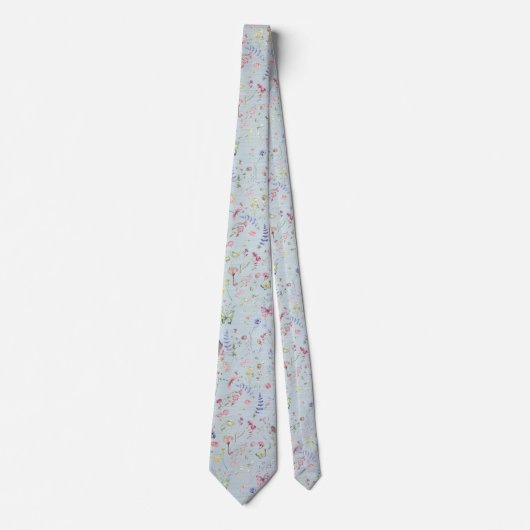 Iets blauw Elegant Wildflower Necktie Stropdas (Voorkant)