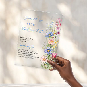 Iets blauw floraal roze helder Vrijgezellenfeest Acryl Uitnodigingen