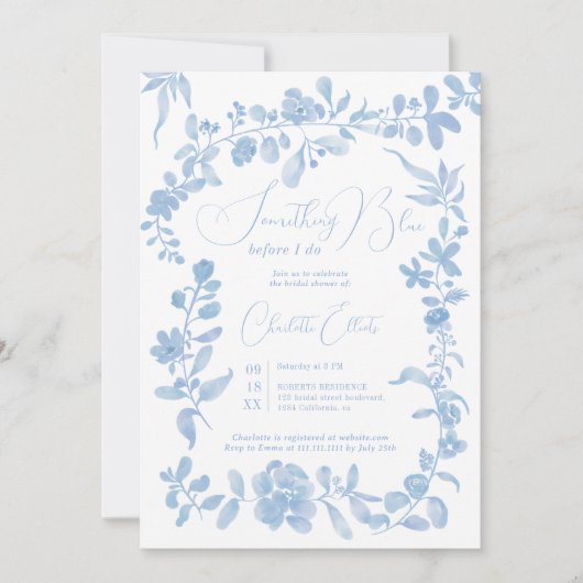 Iets blauw frans  bloemenvrijgezellenfeest kaart (Voorkant)