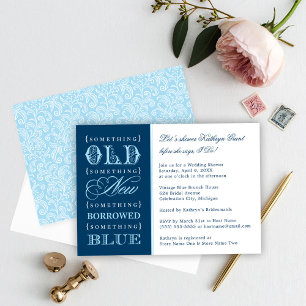 Iets Blauw Navy Bruiloft Vrijgezellenfeest Kaart