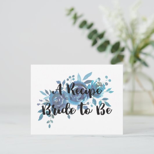 Iets blauw Roos Vrijgezellenfeest Recept Kaart (Staand voorkant)