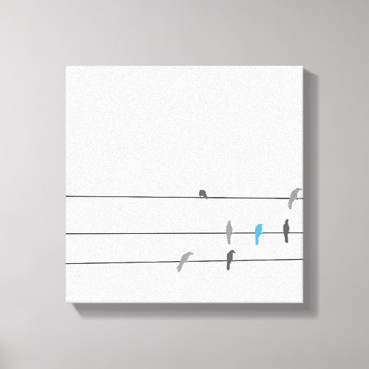 Iets blauw | Simplistische Bird Sky Painting Canvas Afdruk (Voorkant)