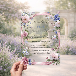 Iets blauw voor ik roze doe Bridal Shower Acryl Uitnodigingen