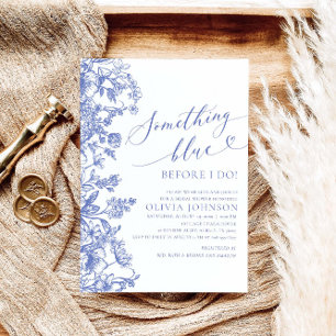 Iets blauw voor ik Vrijgezellenfeest uitnodig Kaart