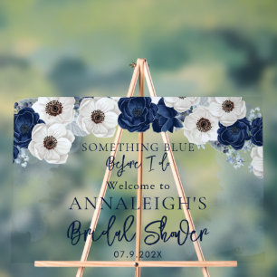 Iets Blauw voor mijn Bloemrijke Bruidsdouche Acryl Bord