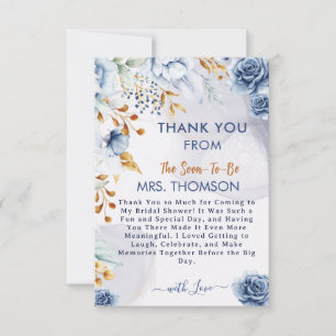 Iets Blauw voor mijn Bruidsfeest Bloemen Bedankkaart