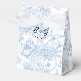 Iets blauw voordat ik Blue Floral Toile doe Bedankdoosjes