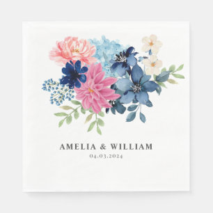 Iets blauw voordat ik Floral bruiloft Servet