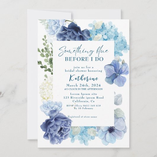 Iets blauw voordat ik hortensia vrijgezellenfeest  kaart (Voorkant)