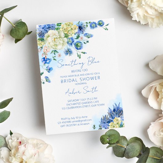 Iets blauw voordat ik vrijgezellenfeest floral doe kaart