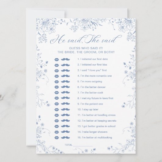 Iets blauw Vrijgezellenfeest dat zei spel Kaart (Voorkant)