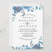 Iets blauw Waterverf bruiloft uitnodigingen (Voorkant)
