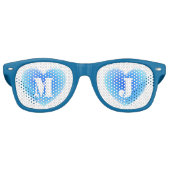 Iets blauw Waterverf hart monogram bruiloft Retro Zonnebril (Voorkant)