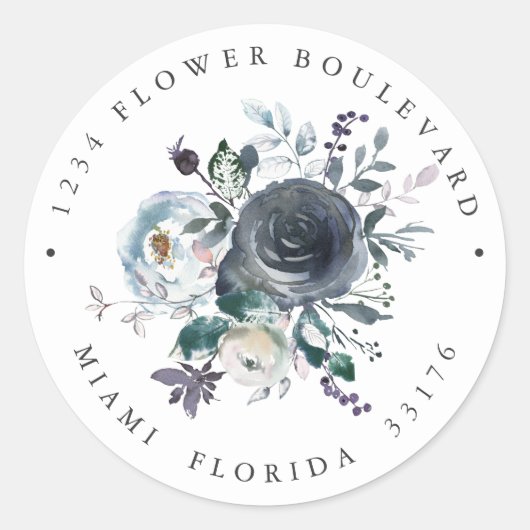 Iets blauw | White Botanical retouradres Ronde Sticker (Voorkant)