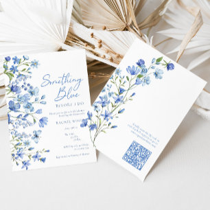 Iets blauw Wildflower QR Code Vrijgezellenfeest Kaart