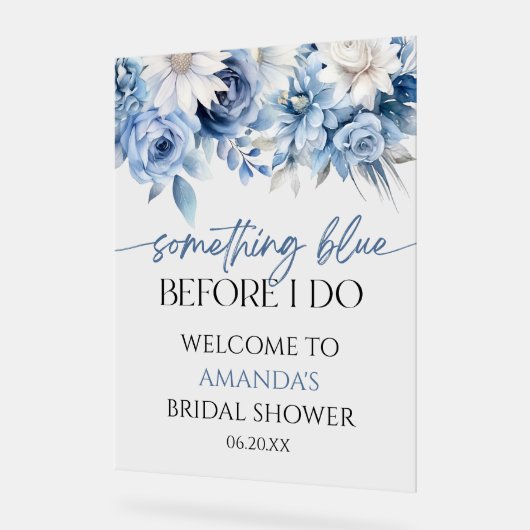 Iets Blauwe Bruidsfeest Verwelkoming Acryl Bord (Hoek)